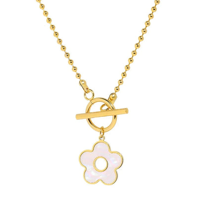 Floral Shell Open Clasp Necklace