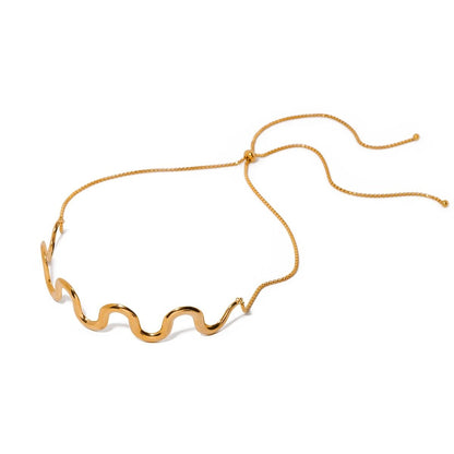 Gold Wavy Statement Bracelet and Necklace