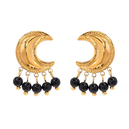 Golden Crescent Moon Astrology Necklace Bracelet Earrings Jewelry Set