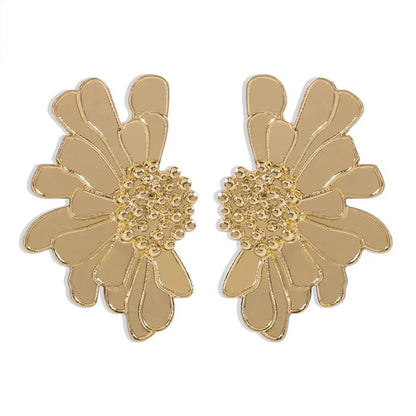 Half Flower Enamel Earrings