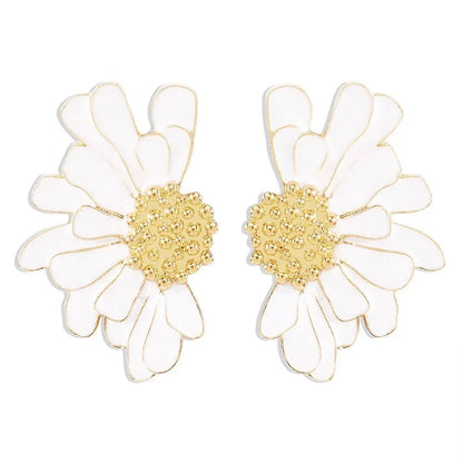 Half Flower Enamel Earrings
