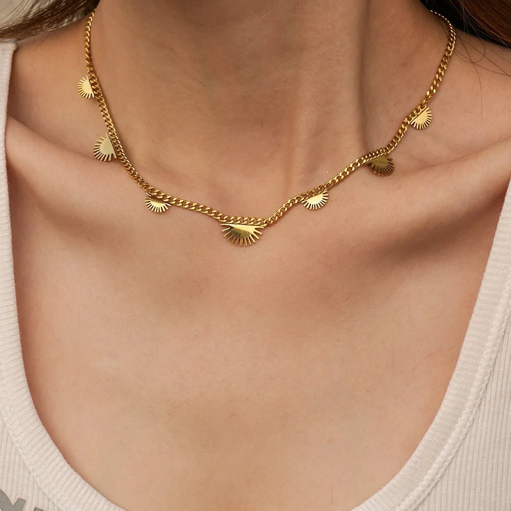 Half Sun Charm Necklace and Bracelet Set