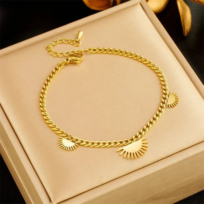 Half Sun Charm Necklace and Bracelet Set