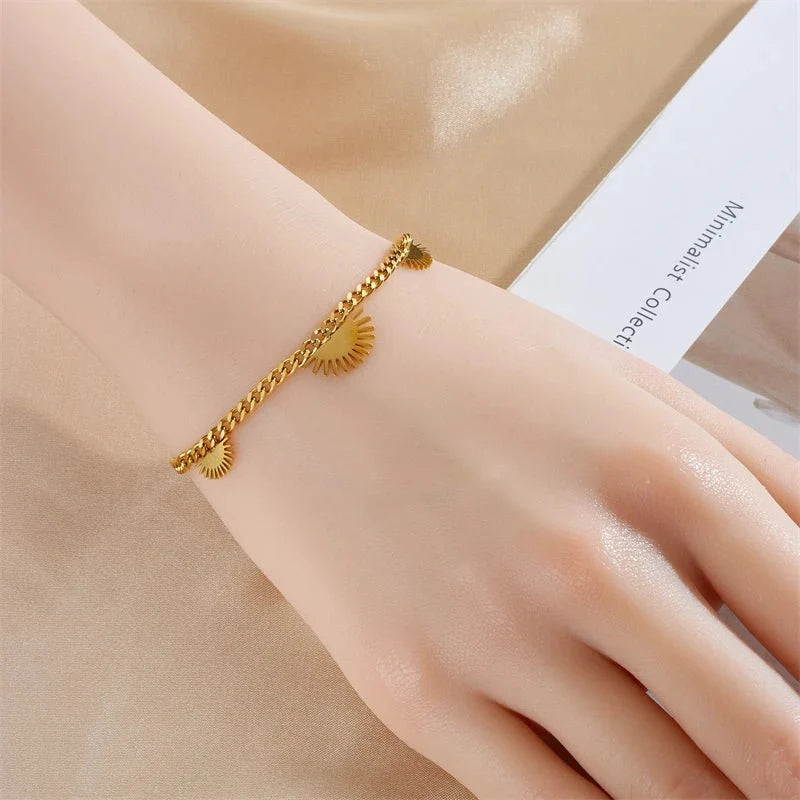 Half Sun Charm Necklace and Bracelet Set