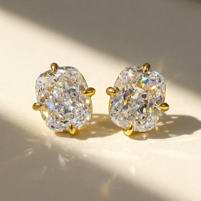 Chunky Rectangle Diamond Stud Earrings