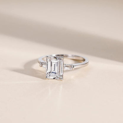 Emerald Cut Diamond Accented Ring