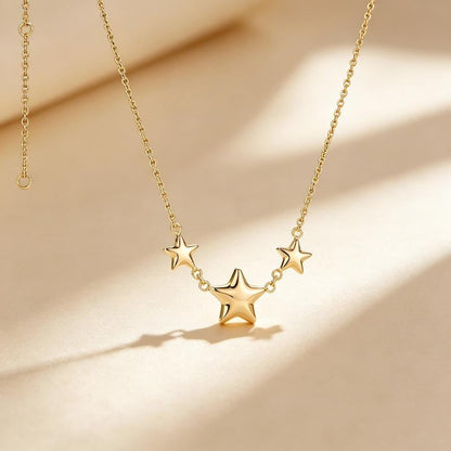 Triple Bubble Star Pendant Necklace