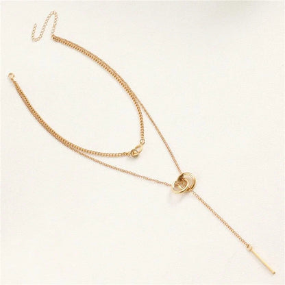 Layered Dual Circle Chain Necklace