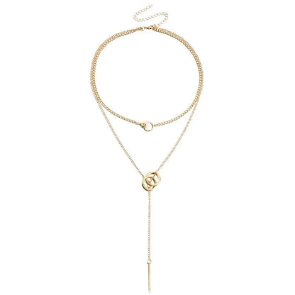Layered Dual Circle Chain Necklace