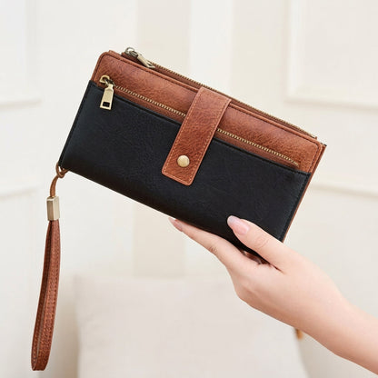 RFID Blocking Elegant Zipper Buttoned Wallet
