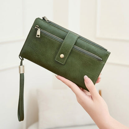 RFID Blocking Elegant Zipper Buttoned Wallet