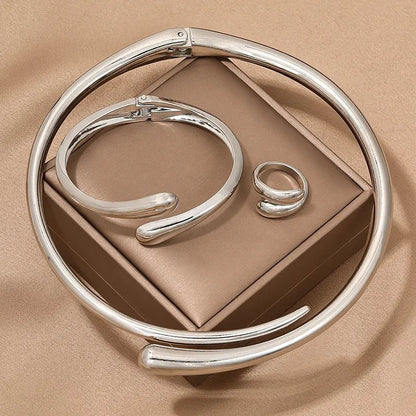 Modern Wrap Choker Necklace, Bracelet, Ring Set