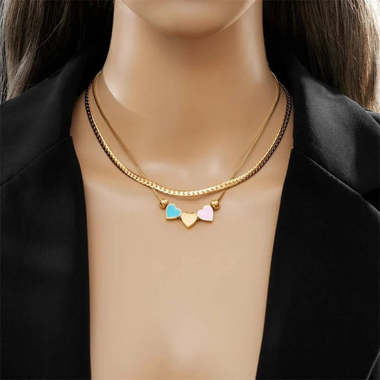 Pastel Forever Love Heart Necklace and Bracelet