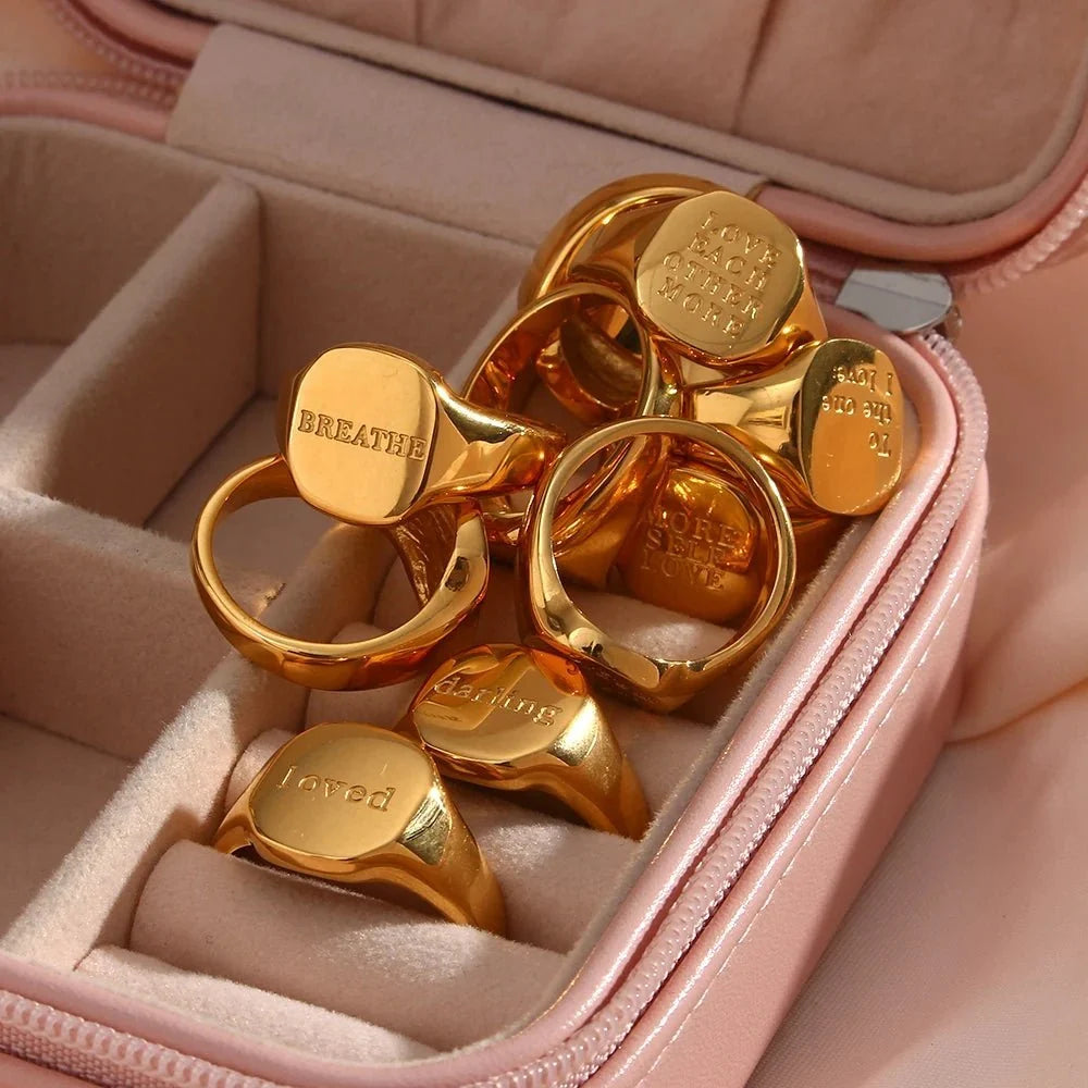 Positive Affirmation Engraved Rings
