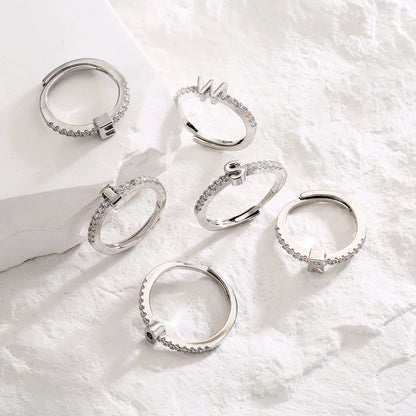Radiant Adjustable Letter Initial Rings