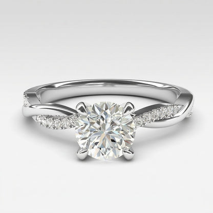 Intertwined Pave Band Solitaire Ring