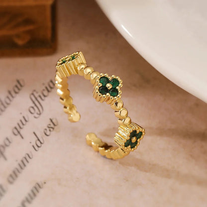 Resizable Trio Textured Floral Rings