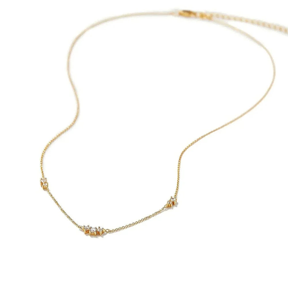 S925 Dainty Triple Zircon Necklace