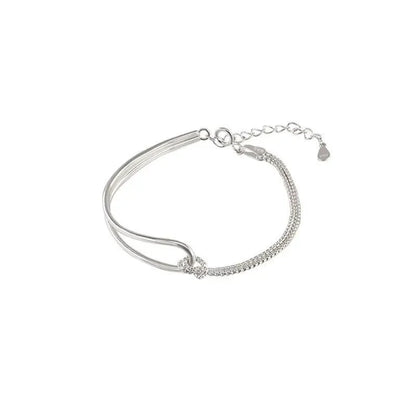 S925 Twisted Knot Round Bar Bracelet