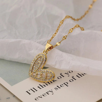 Shimmering Diamond Accented Heart Necklaces