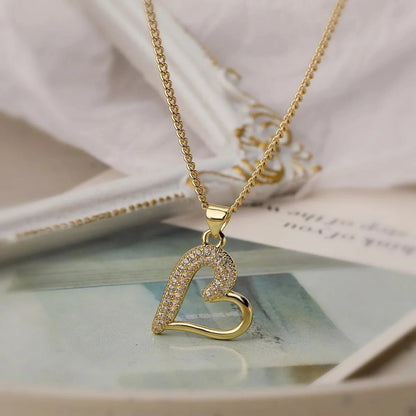Shimmering Diamond Accented Heart Necklaces