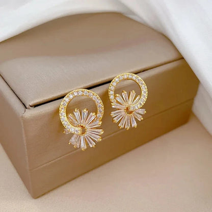 Shimmering Floral Diamond Necklace and Earrings