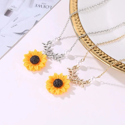 Summer Sunflower Dainty Necklace