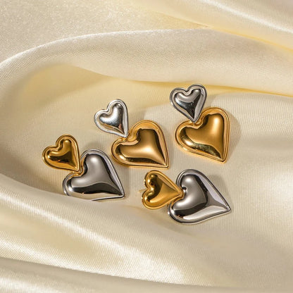 Two Tone Accented Heart Earrings