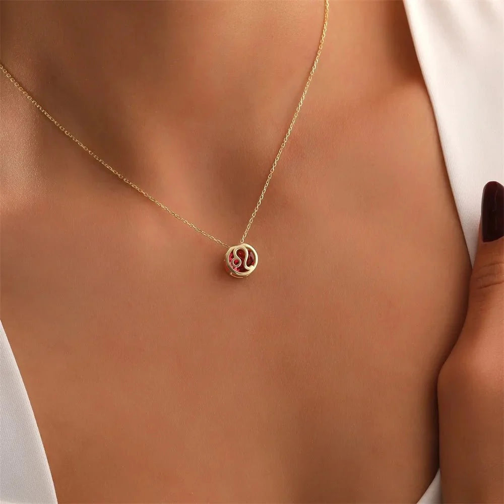Zircon Encapsulated Zodiac Sign Necklace